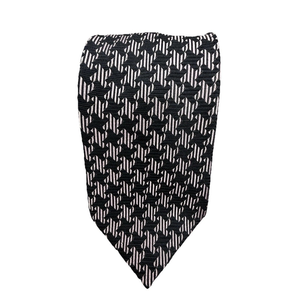 Nicole Miller Tie Men's 100% Silk Black Pink Geometric Abstract‎ Necktie Classic